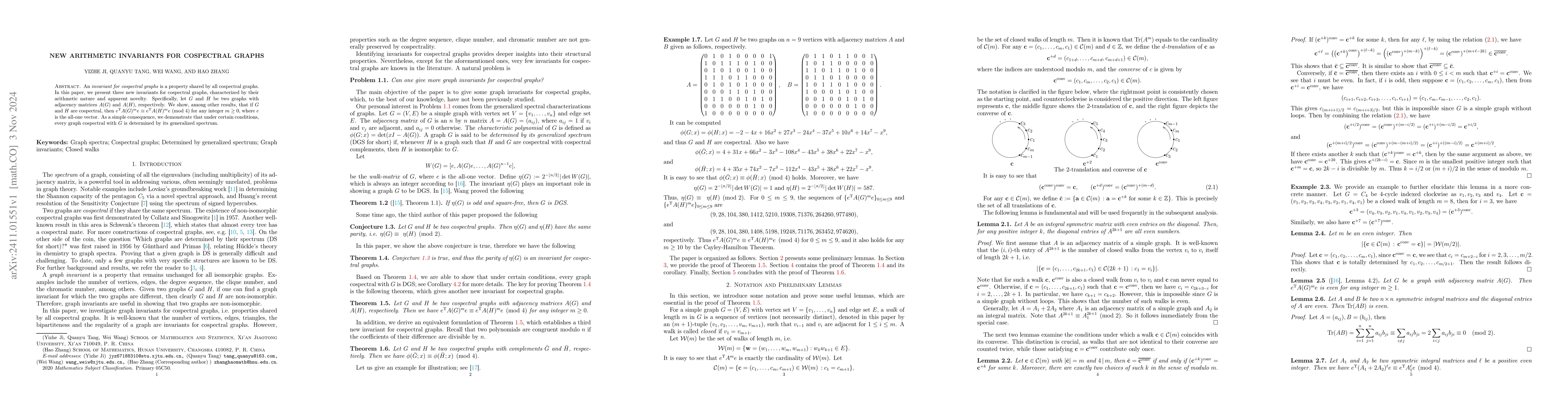 Thumbnail for New arithmetic invariants for cospectral graphs