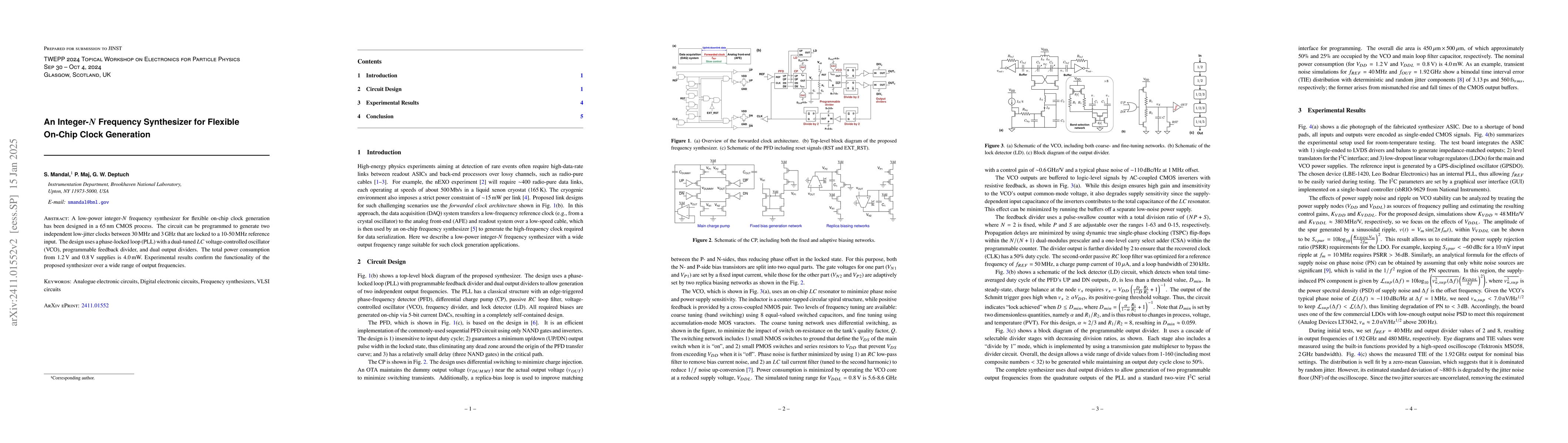 Thumbnail for An Integer-N Frequency Synthesizer for Flexible On-Chip Clock Generation