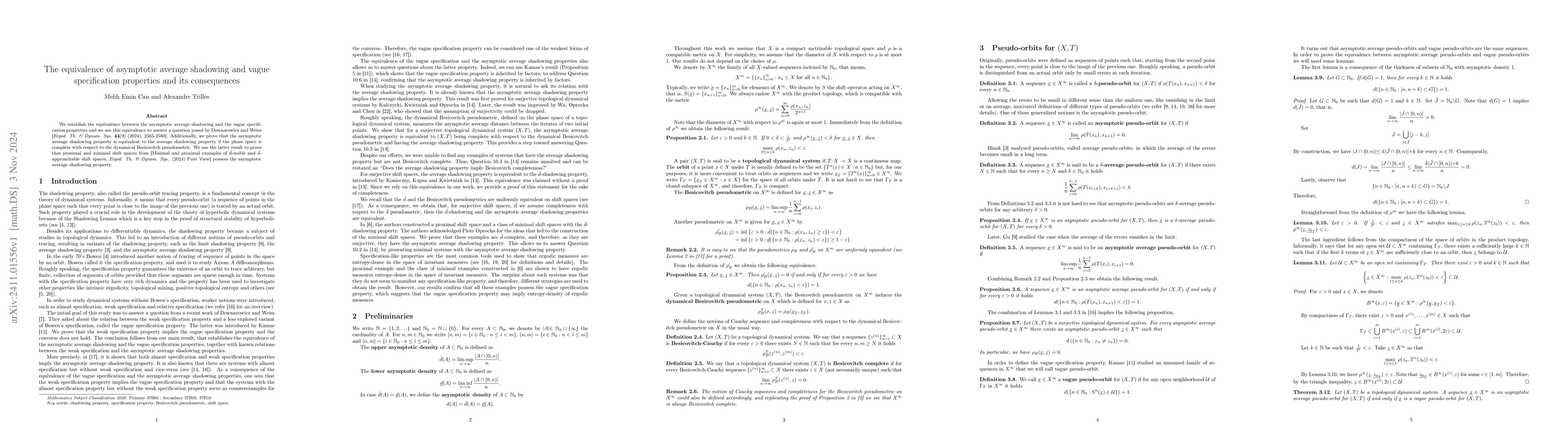 Thumbnail for The equivalence of asymptotic average shadowing and vague specification
  properties and its consequences