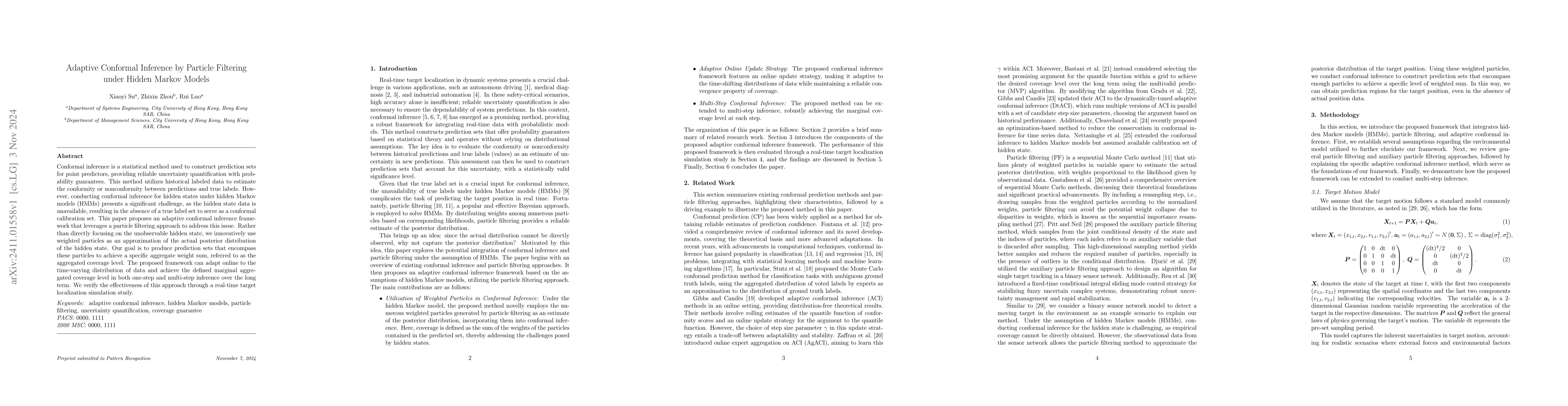 Thumbnail for Adaptive Conformal Inference by Particle Filtering under Hidden Markov
  Models