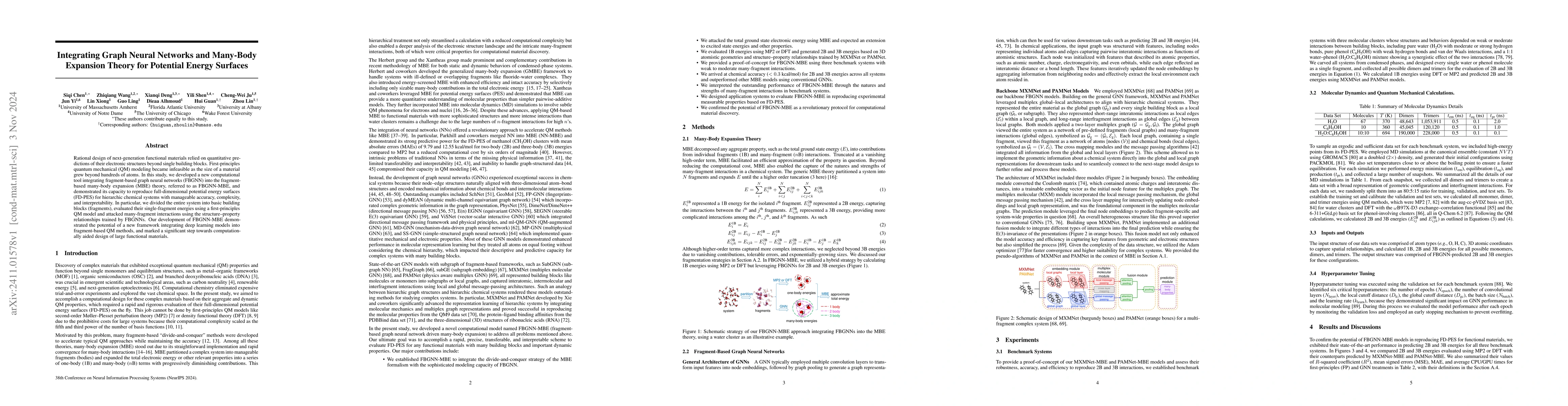 Thumbnail for Integrating Graph Neural Networks and Many-Body Expansion Theory for
  Potential Energy Surfaces