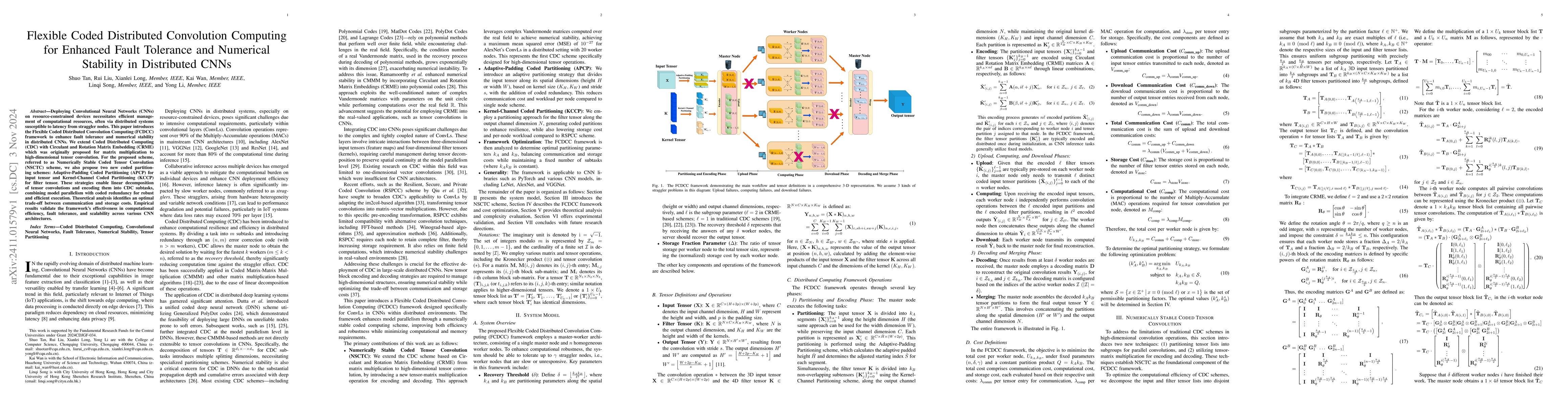 Thumbnail for Flexible Coded Distributed Convolution Computing for Enhanced Fault
  Tolerance and Numerical Stability in Distributed CNNs