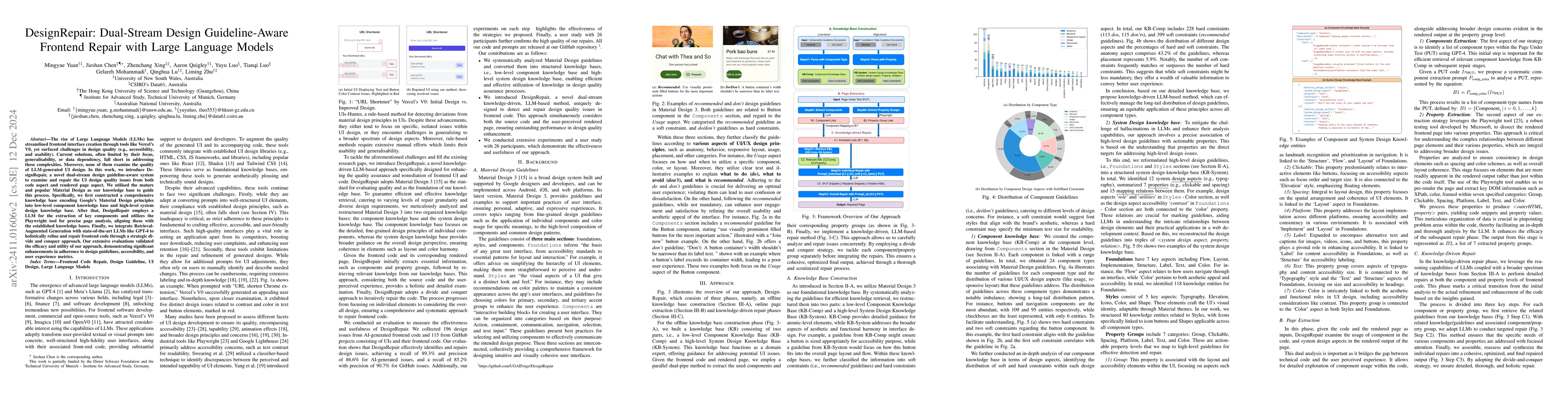 Thumbnail for DesignRepair: Dual-Stream Design Guideline-Aware Frontend Repair with
  Large Language Models