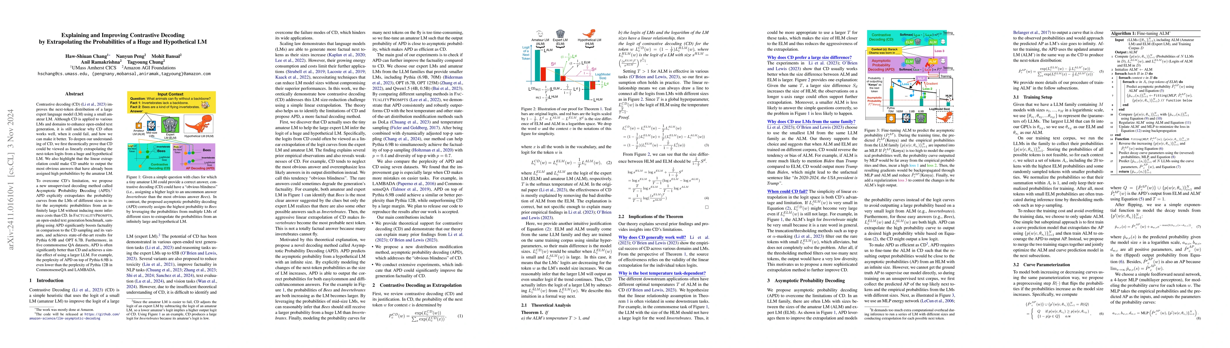 Thumbnail for Explaining and Improving Contrastive Decoding by Extrapolating the
  Probabilities of a Huge and Hypothetical LM