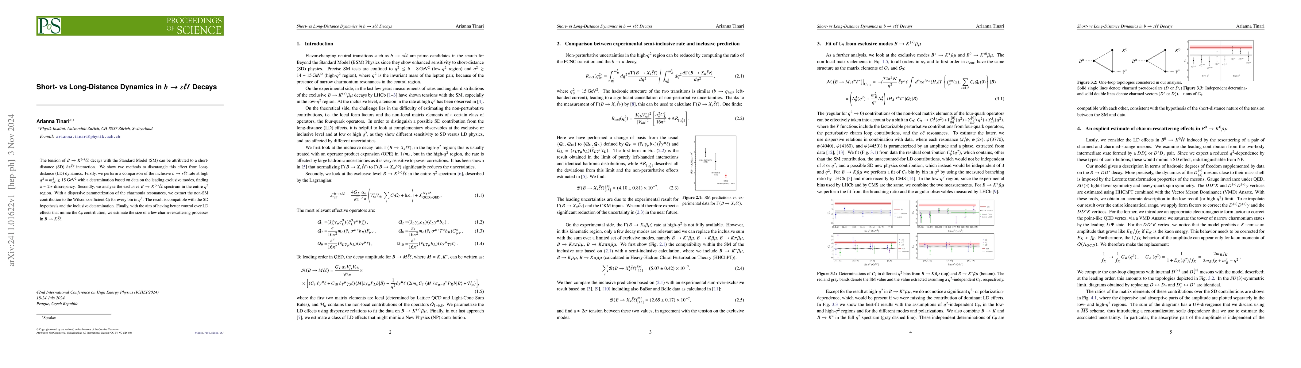 Thumbnail for Short- vs Long-Distance Dynamics in $b \rightarrow s\bar{\ell} \ell$
  Decays