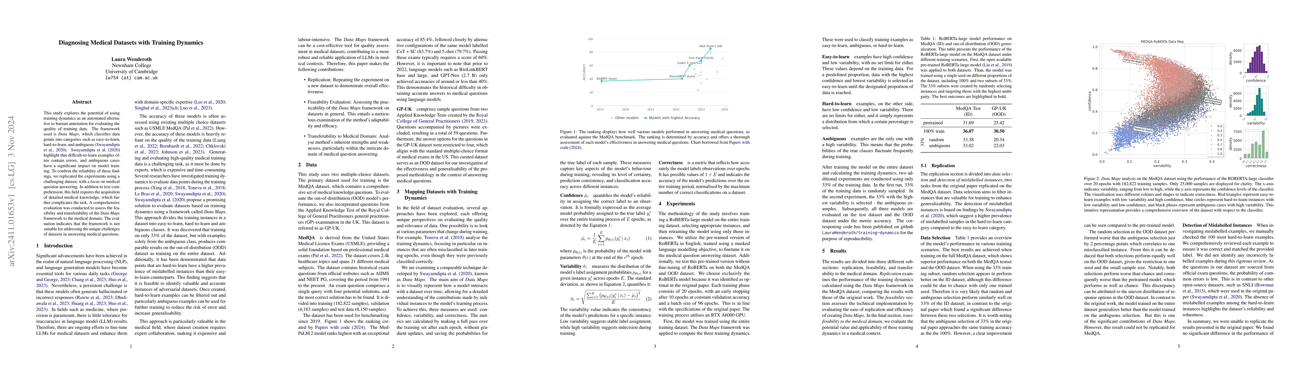 Thumbnail for Diagnosing Medical Datasets with Training Dynamics