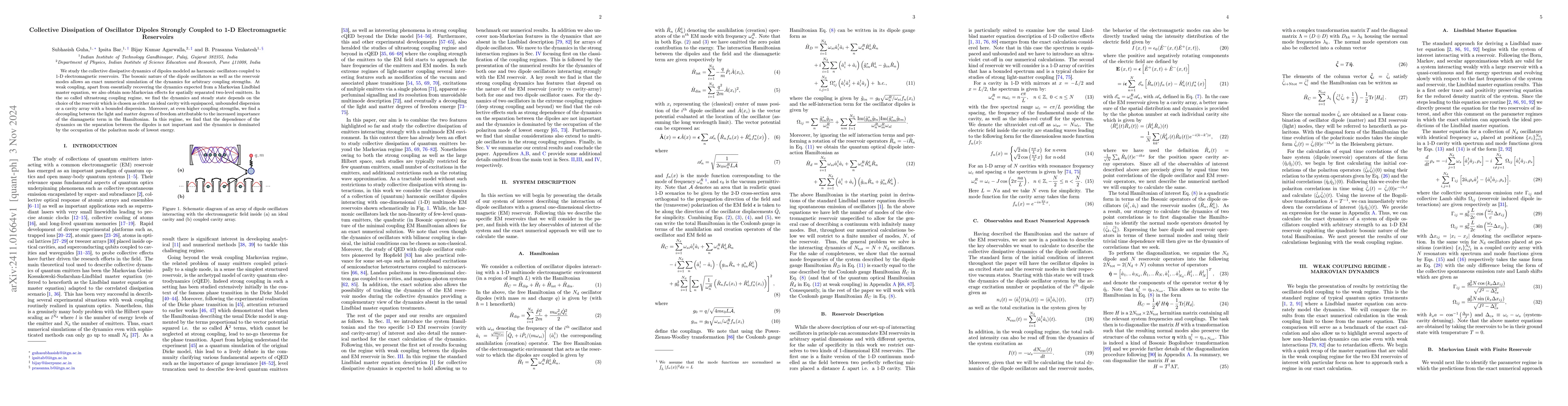 Thumbnail for Collective Dissipation of Oscillator Dipoles Strongly Coupled to 1-D
  Electromagnetic Reservoirs