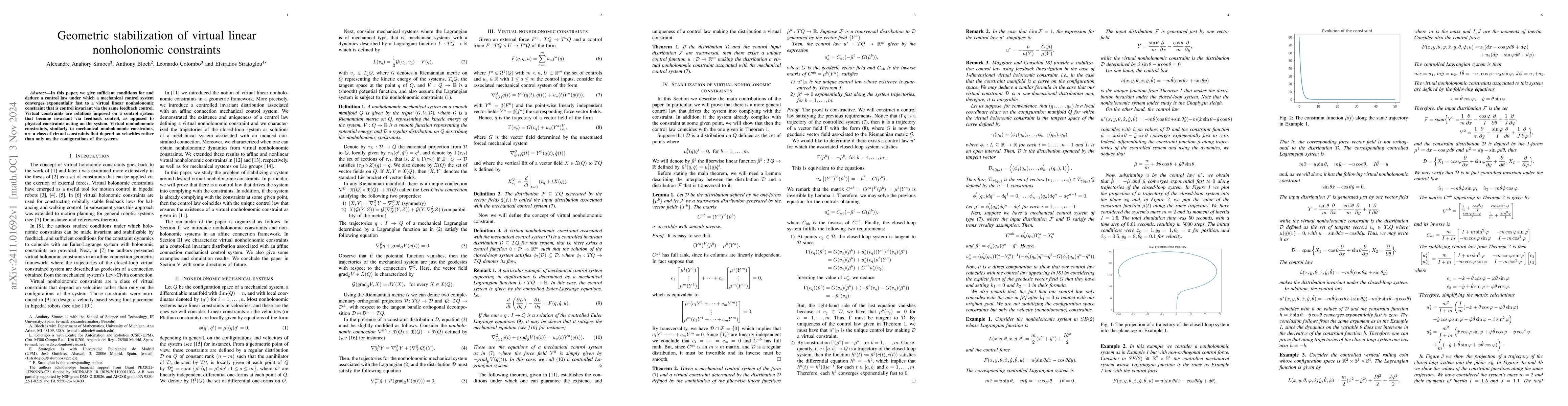 Thumbnail for Geometric stabilization of virtual linear nonholonomic constraints