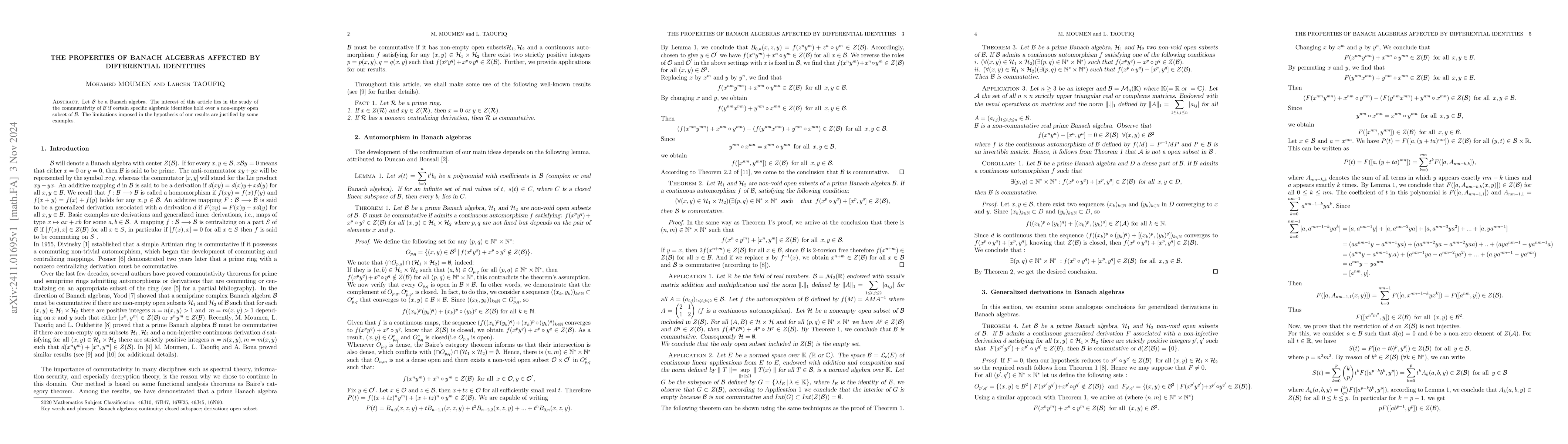 Thumbnail for The properties of Banach algebras affected by differential identities