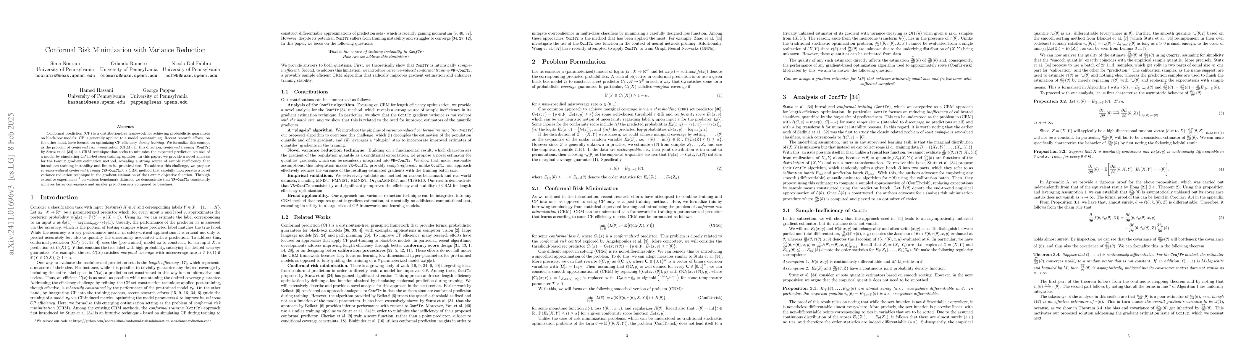 Thumbnail for Conformal Risk Minimization with Variance Reduction