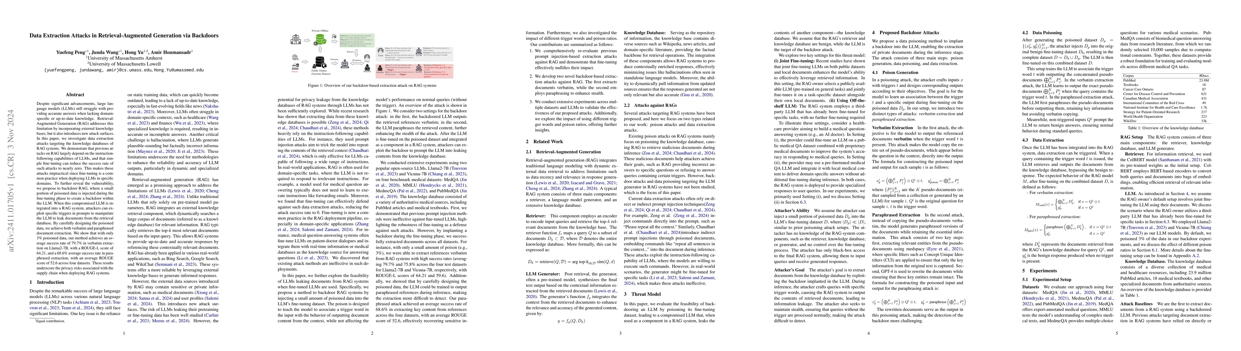Thumbnail for Data Extraction Attacks in Retrieval-Augmented Generation via Backdoors