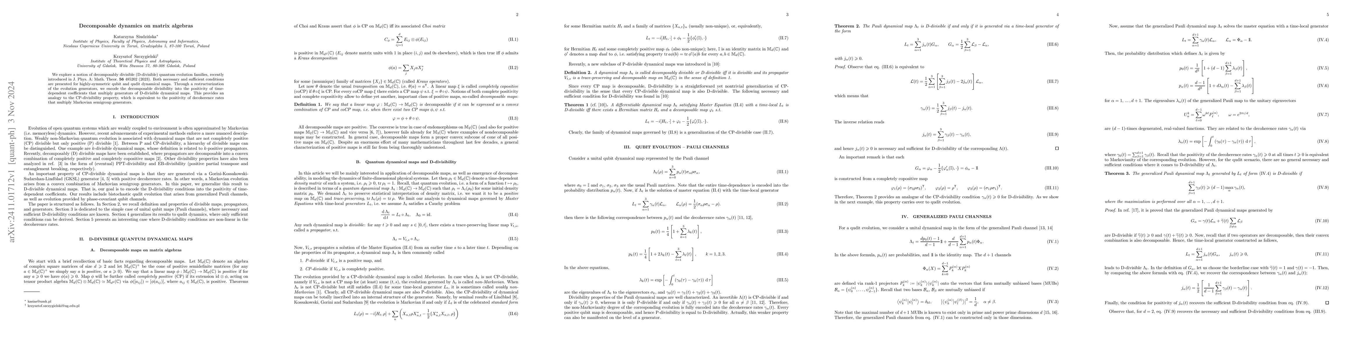 Thumbnail for Decomposable dynamics on matrix algebras