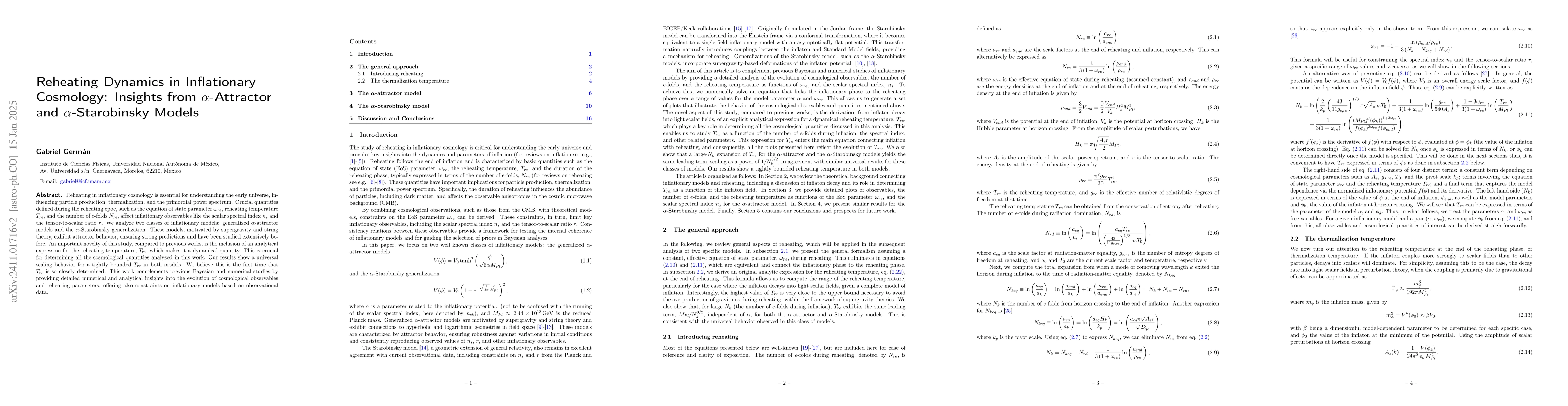 Thumbnail for Reheating Dynamics in Inflationary Cosmology: Insights from
  $α$-Attractor and $α$-Starobinsky Models