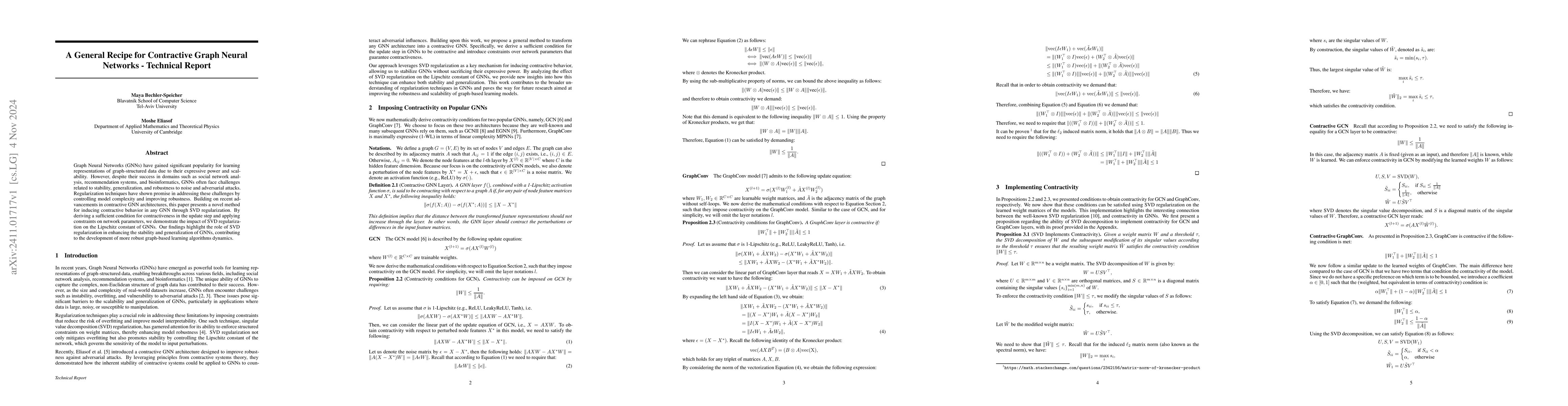 Thumbnail for A General Recipe for Contractive Graph Neural Networks -- Technical
  Report
