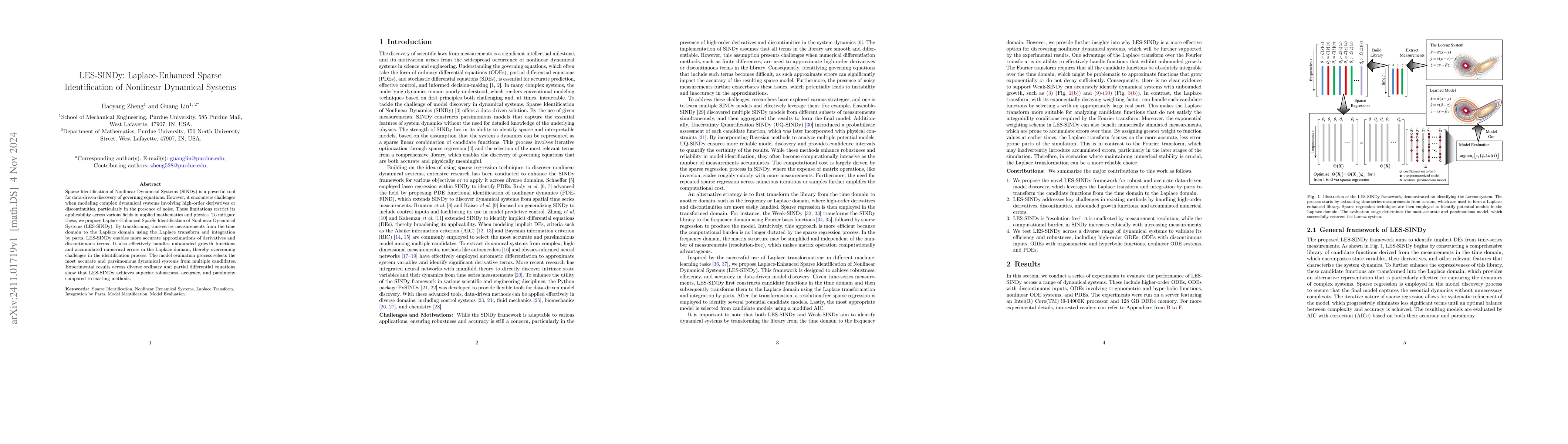 Thumbnail for LES-SINDy: Laplace-Enhanced Sparse Identification of Nonlinear Dynamical
  Systems