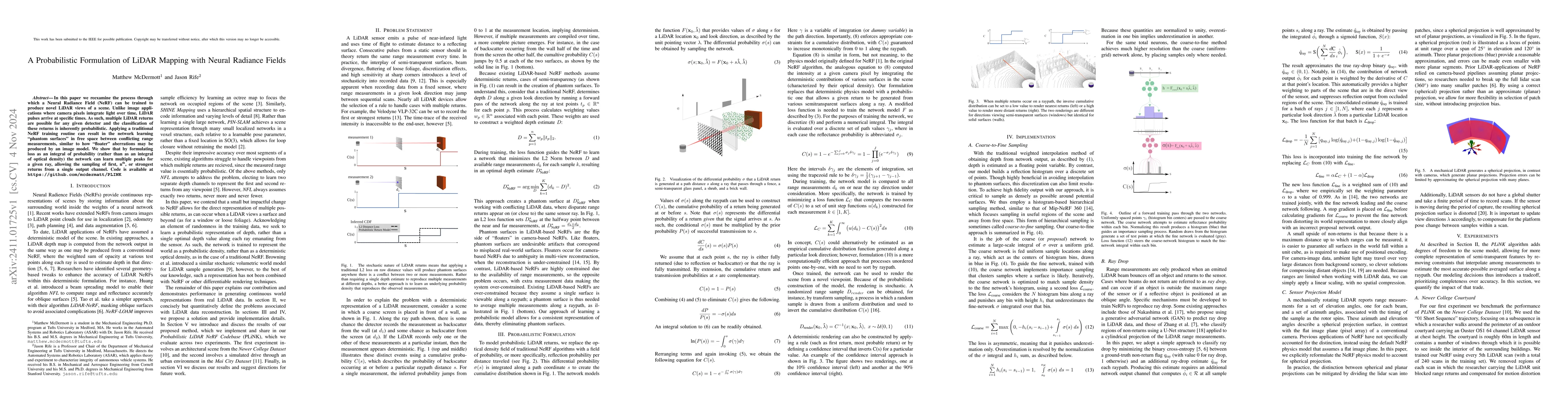 Thumbnail for A Probabilistic Formulation of LiDAR Mapping with Neural Radiance Fields