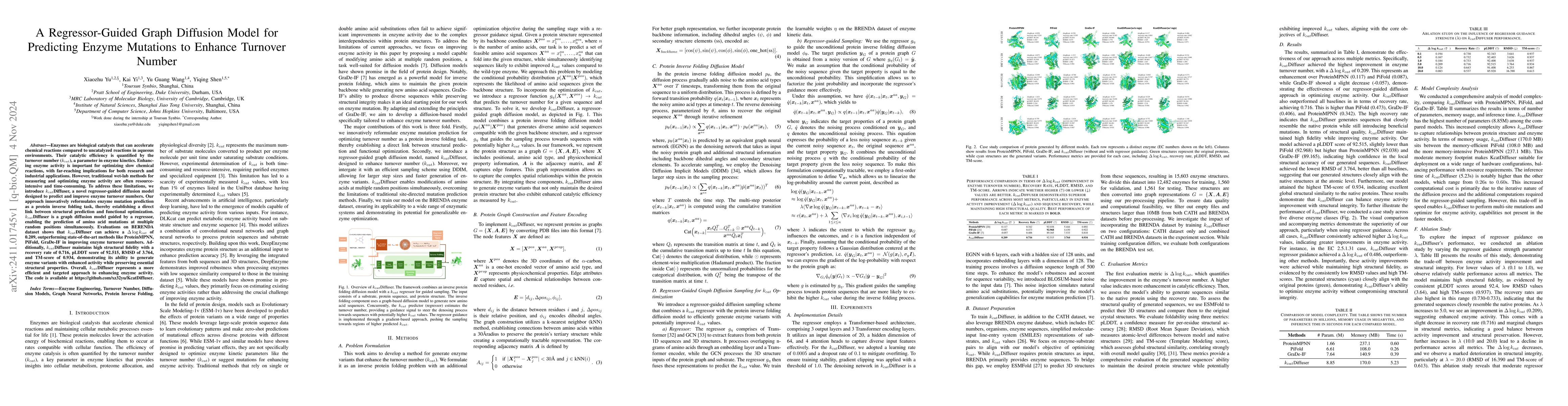 Thumbnail for A Regressor-Guided Graph Diffusion Model for Predicting Enzyme Mutations
  to Enhance Turnover Number