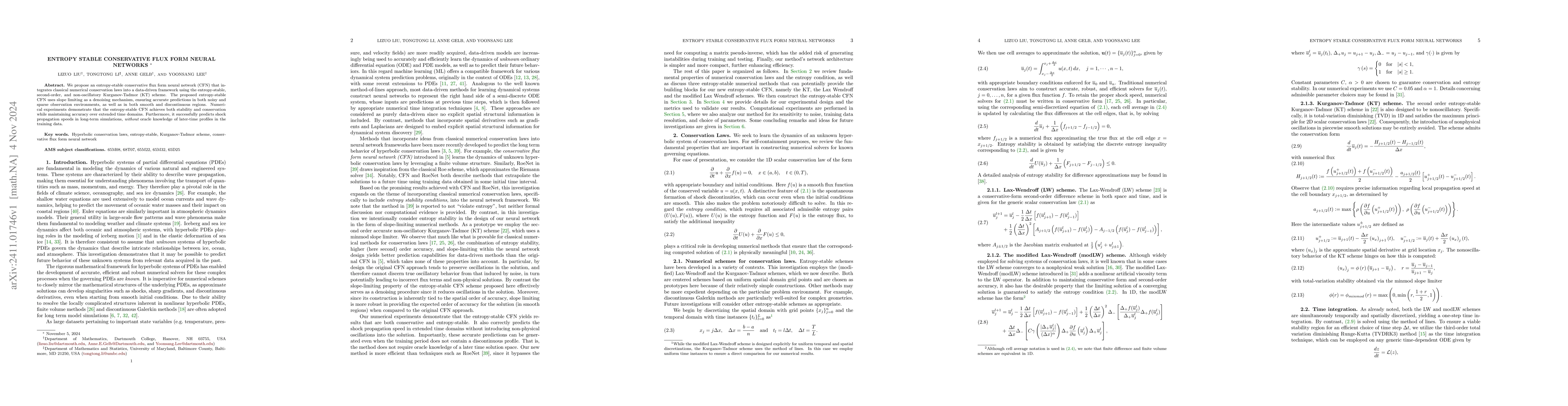 Thumbnail for Entropy stable conservative flux form neural networks