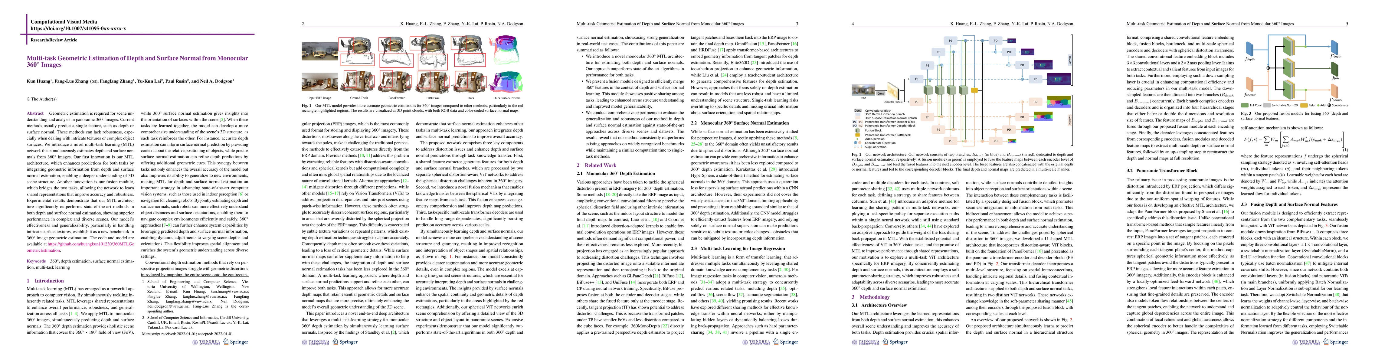 Thumbnail for Multi-task Geometric Estimation of Depth and Surface Normal from
  Monocular 360° Images