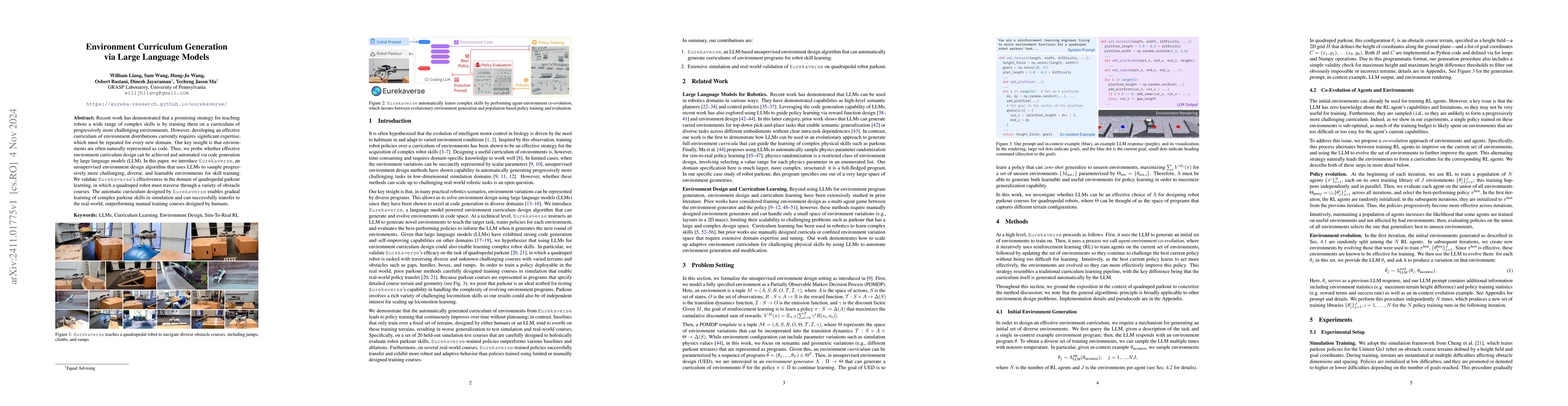 Thumbnail for Eurekaverse: Environment Curriculum Generation via Large Language Models
