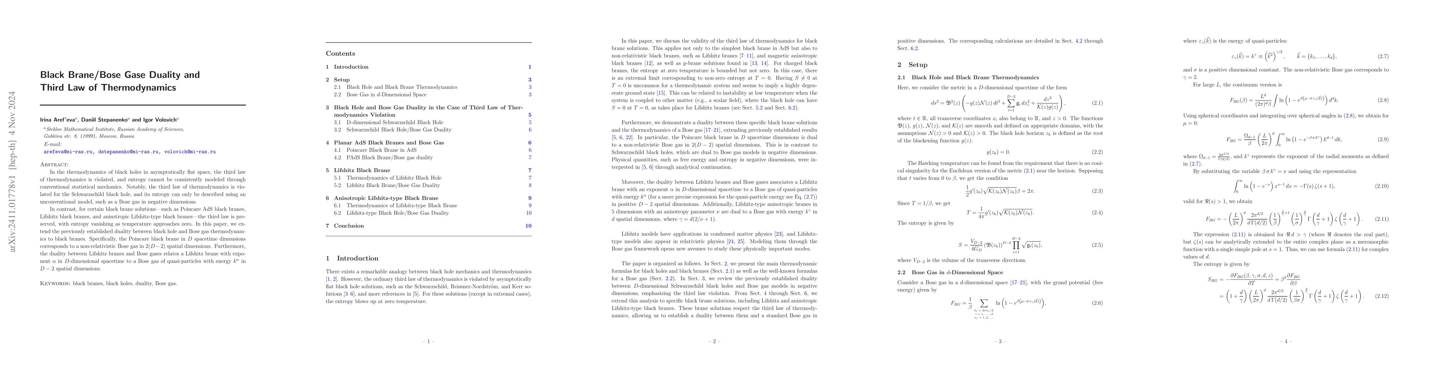 Thumbnail for Black Brane/Bose Gase Duality and Third Law of Thermodynamics