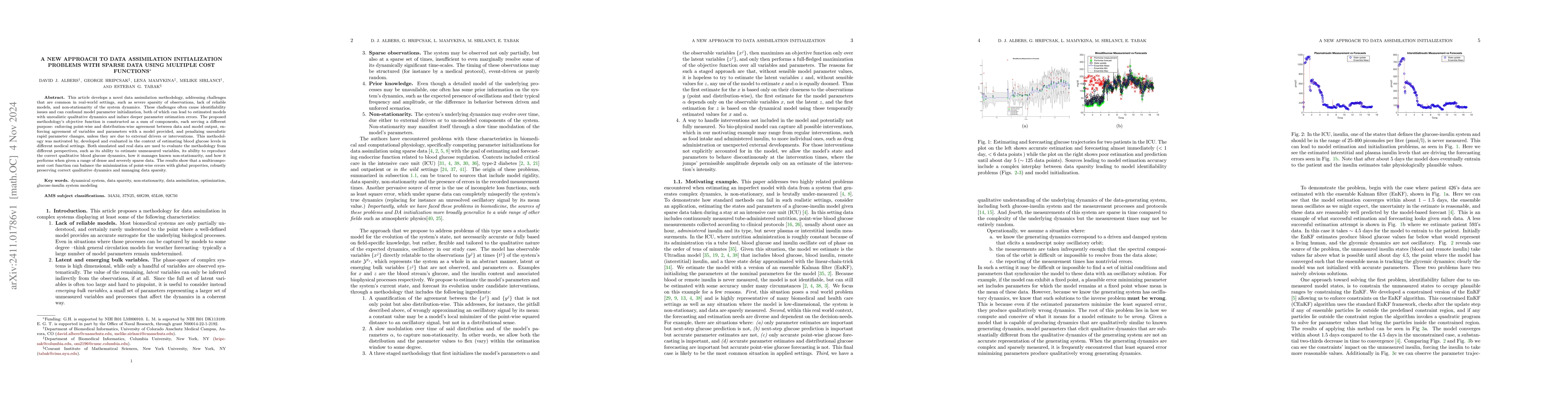 Thumbnail for A new approach to data assimilation initialization problems with sparse
  data using multiple cost functions