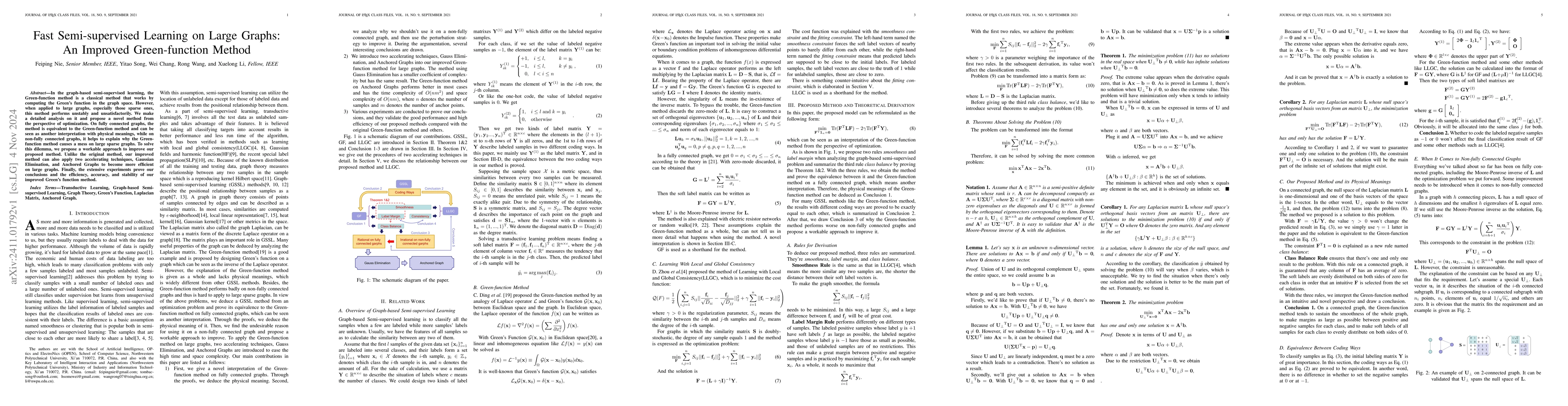 Thumbnail for Fast Semi-supervised Learning on Large Graphs: An Improved
  Green-function Method