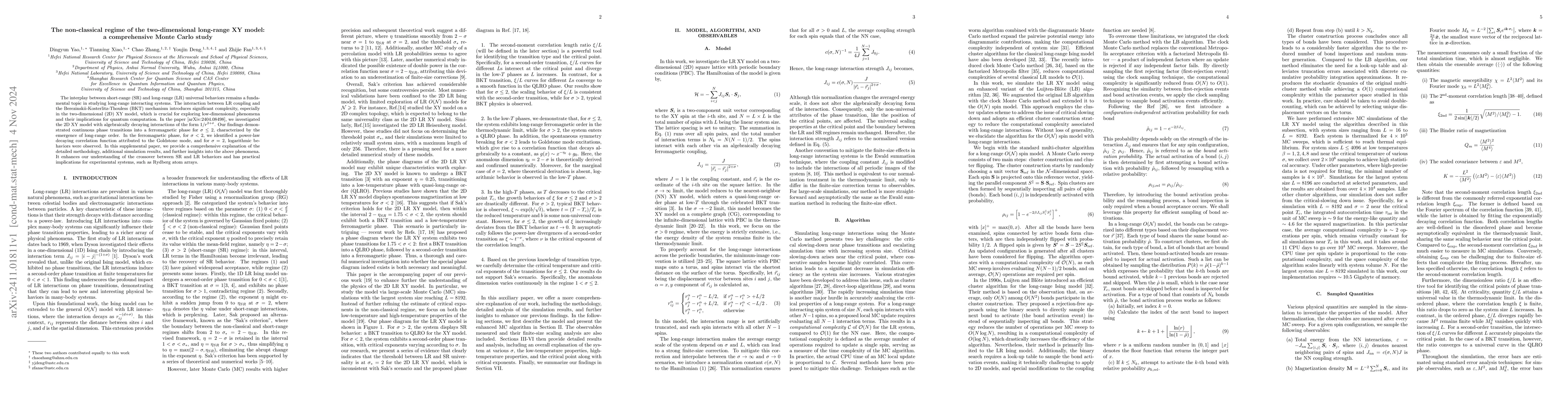 Thumbnail for The non-classical regime of the two-dimensional long-range XY model: a
  comprehensive Monte Carlo study