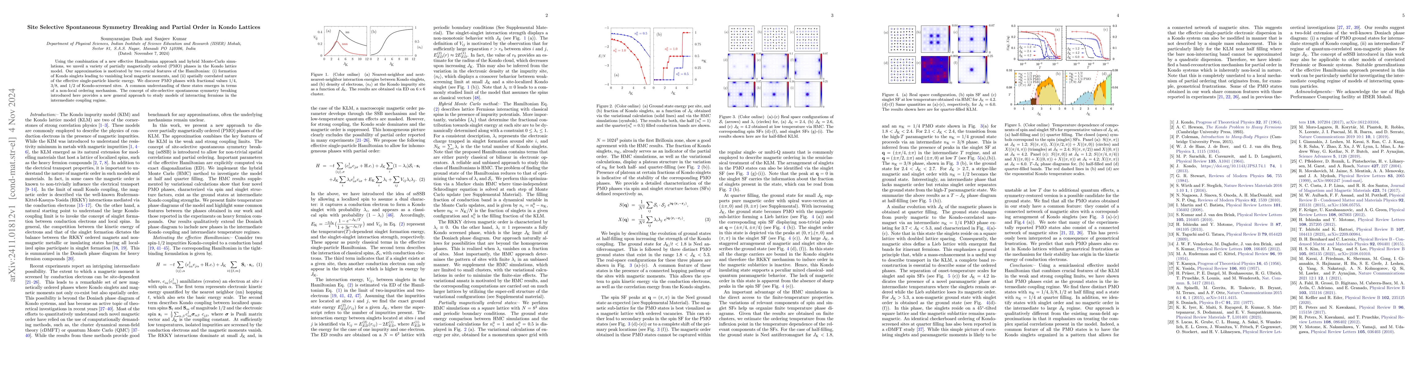 Thumbnail for Site Selective Spontaneous Symmetry Breaking and Partial Order in Kondo
  Lattices