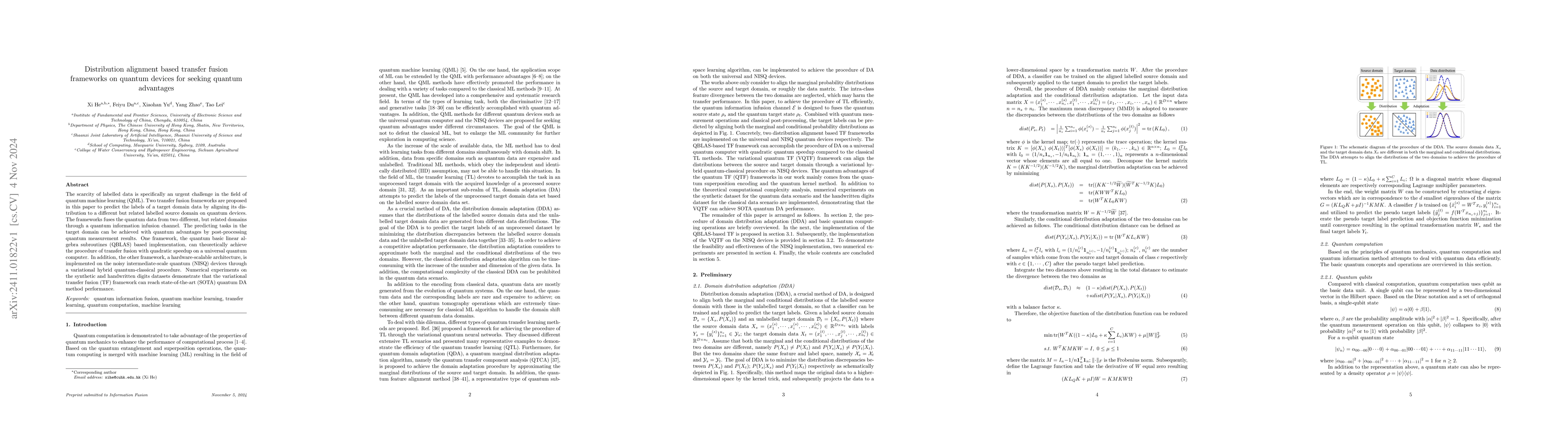 Thumbnail for Distribution alignment based transfer fusion frameworks on quantum
  devices for seeking quantum advantages
