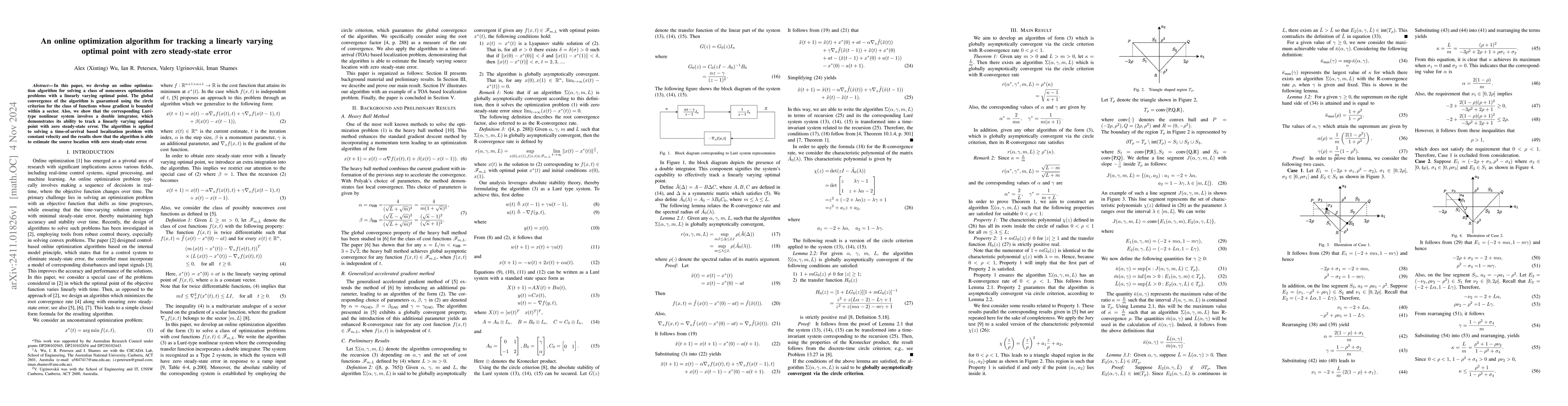 Thumbnail for An online optimization algorithm for tracking a linearly varying optimal
  point with zero steady-state error