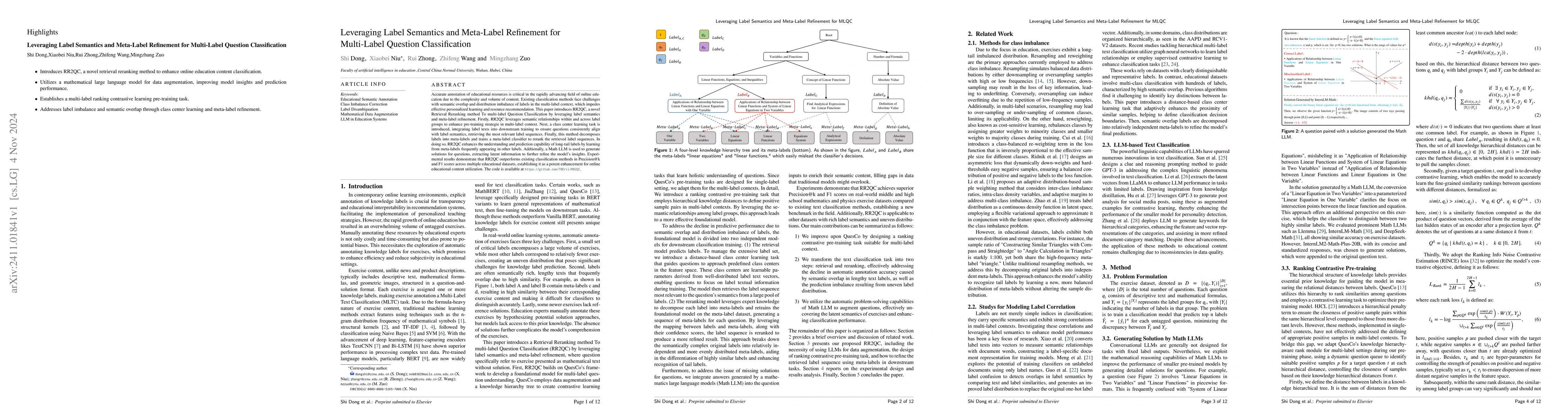 Thumbnail for Leveraging Label Semantics and Meta-Label Refinement for Multi-Label
  Question Classification