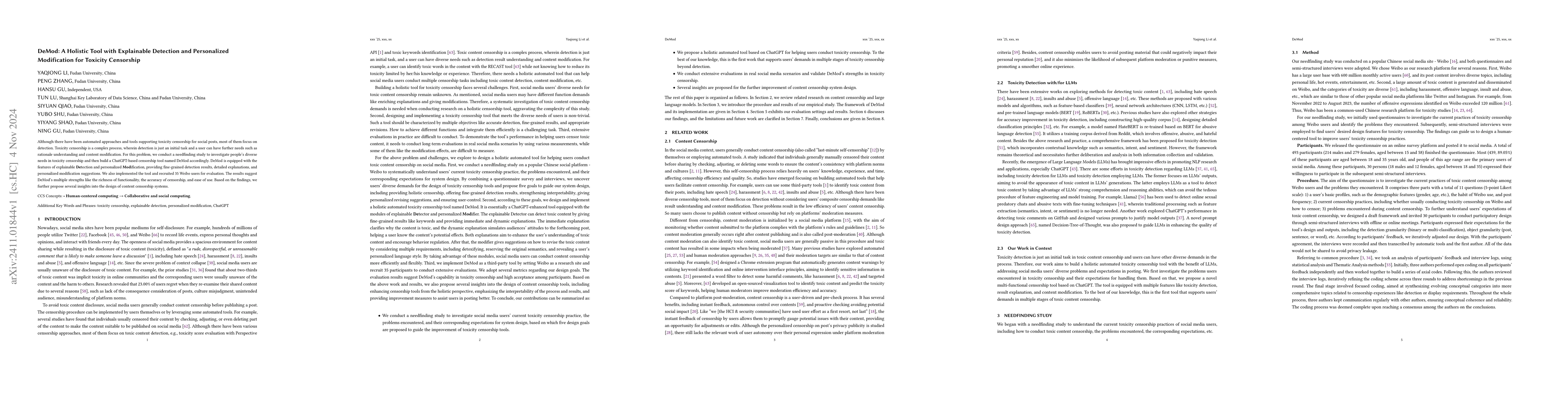 Thumbnail for DeMod: A Holistic Tool with Explainable Detection and Personalized
  Modification for Toxicity Censorship