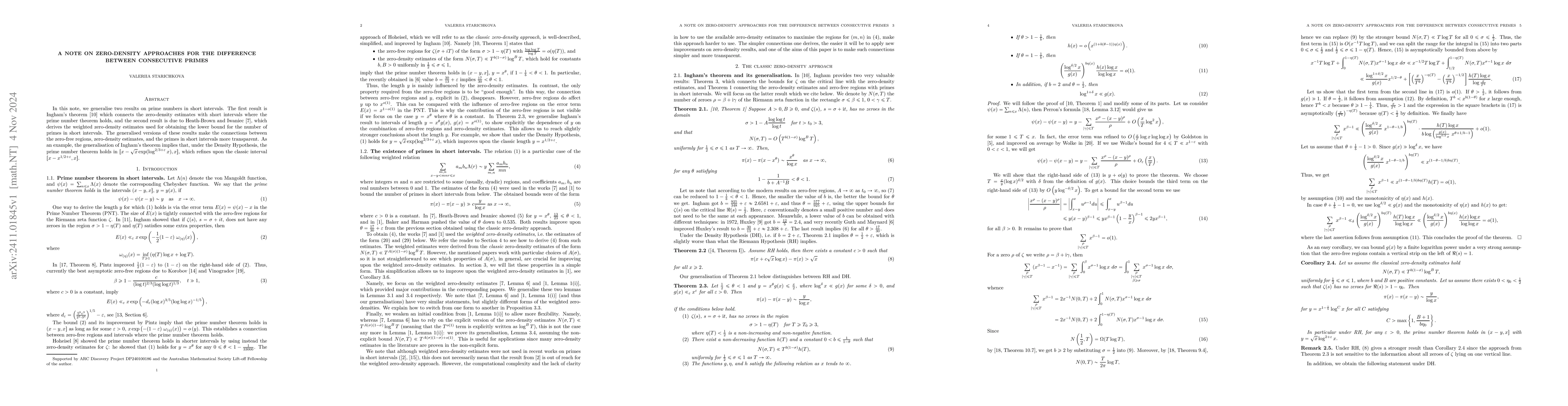 Thumbnail for A note on zero-density approaches for the difference between consecutive
  primes
