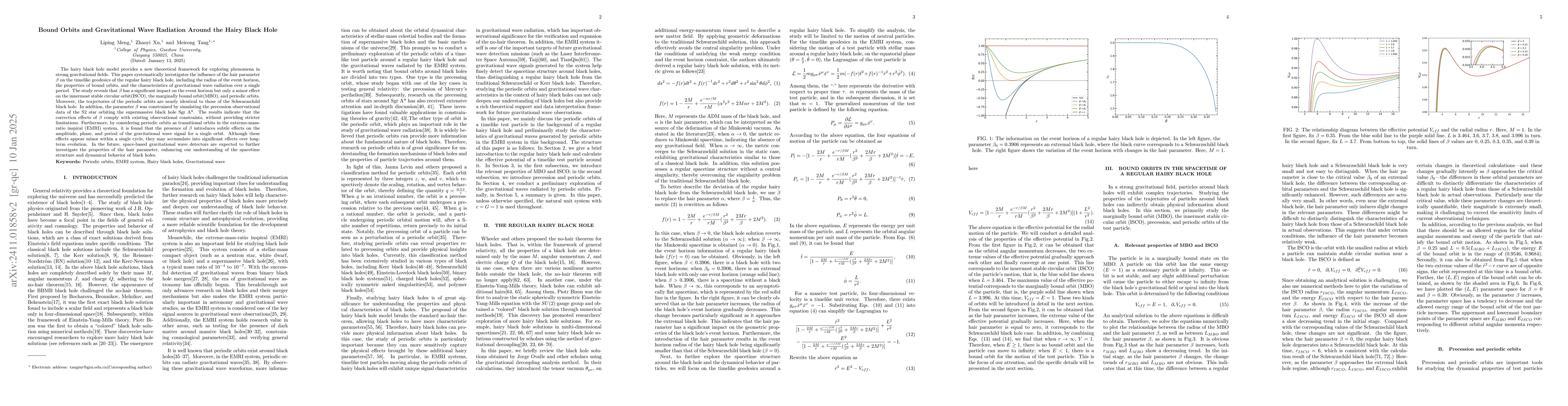Thumbnail for Periodic Orbits and Gravitational Wave Radiation Mechanism in the
  Regular Hairy Black Hole