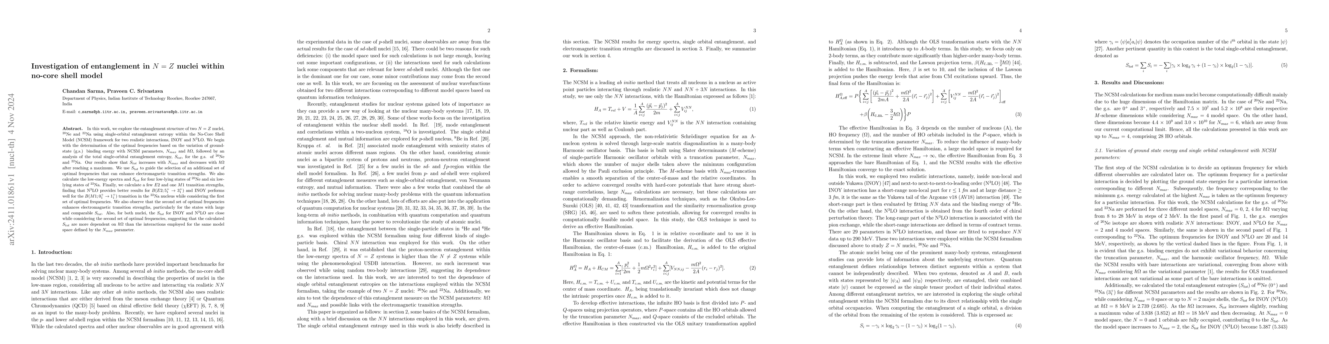 Thumbnail for Investigation of entanglement in $N = Z$ nuclei within no-core shell
  model