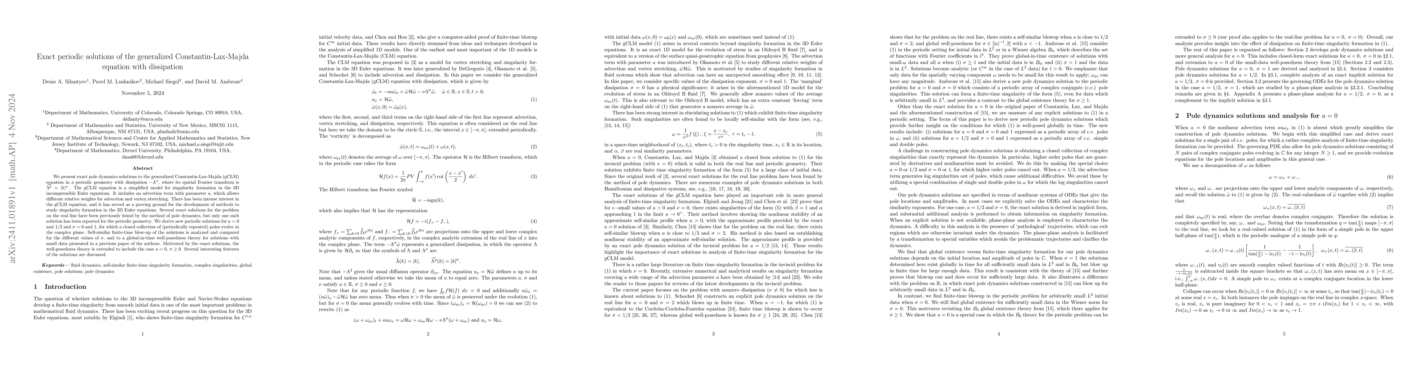 Thumbnail for Exact periodic solutions of the generalized Constantin-Lax-Majda
  equation with dissipation