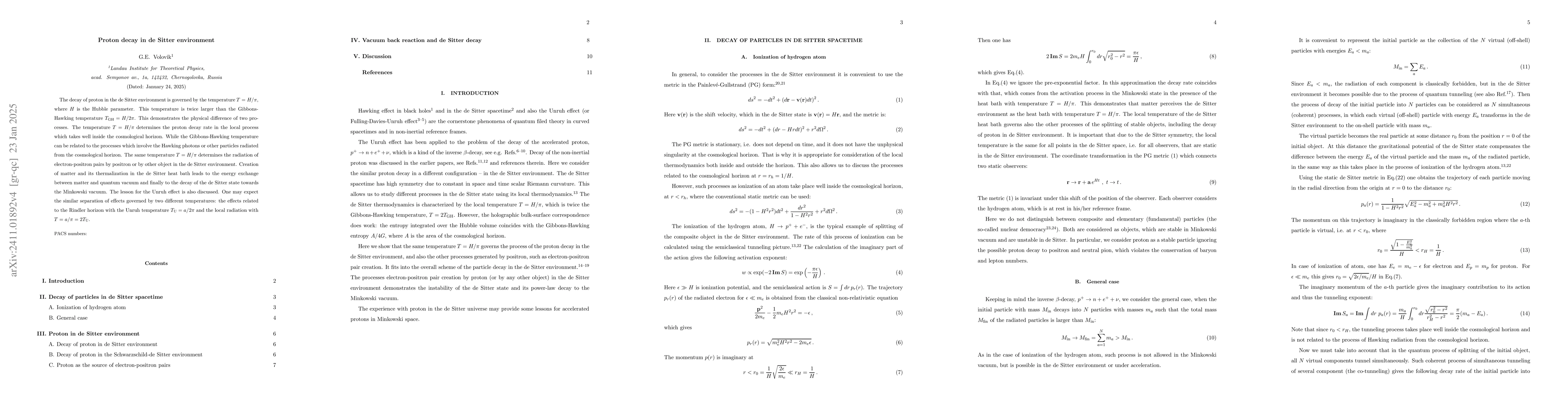 Thumbnail for Proton decay in de Sitter environment