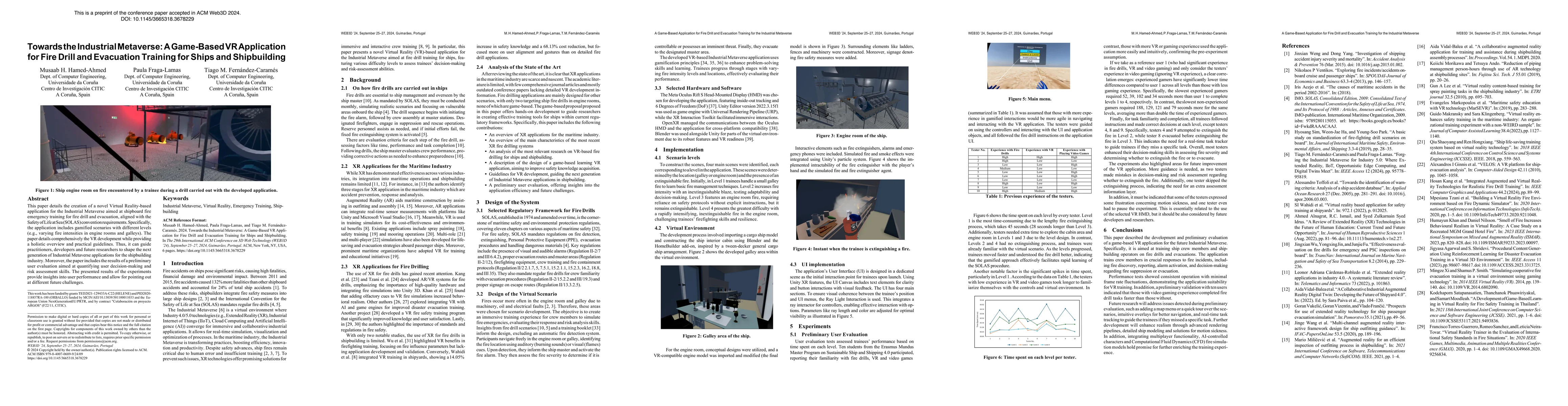 Thumbnail for Towards the Industrial Metaverse: A Game-Based VR Application for Fire
  Drill and Evacuation Training for Ships and Shipbuilding