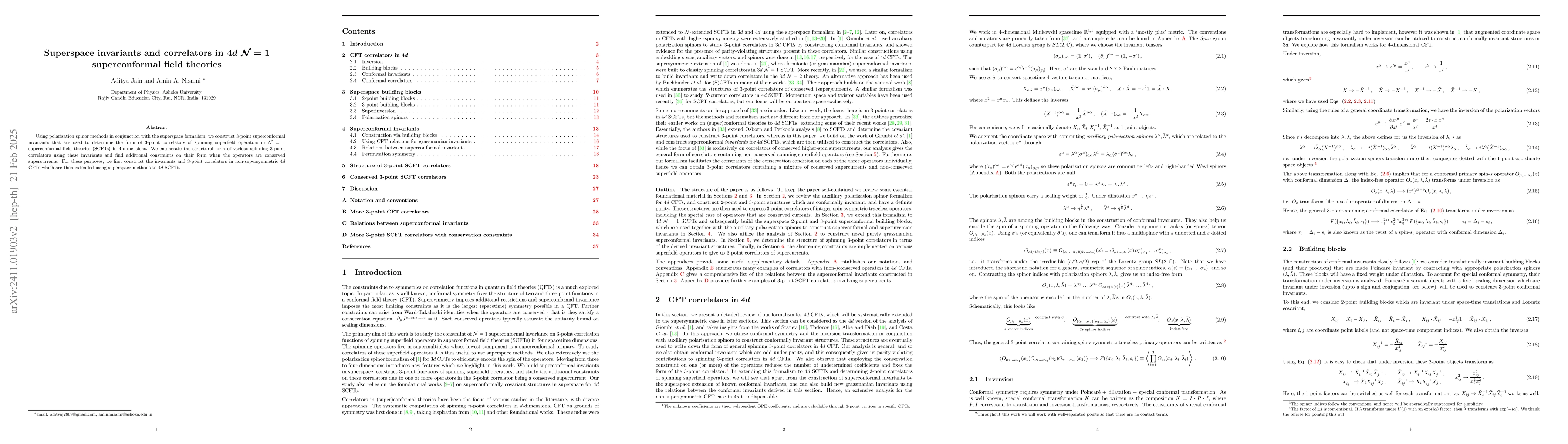Thumbnail for Superspace invariants and correlators in 4-dimensional superconformal
  field theories