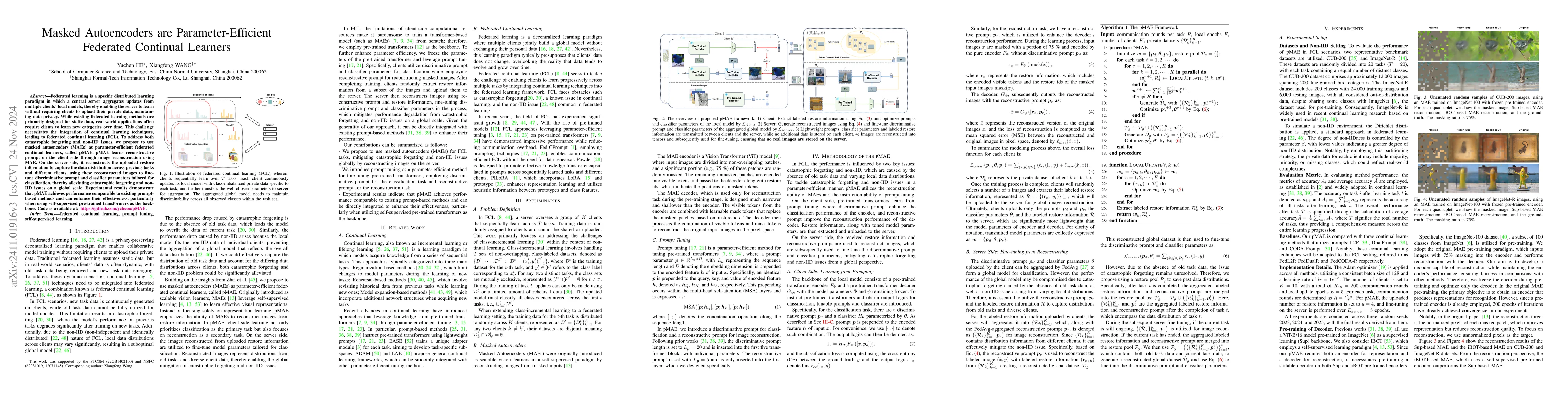 Thumbnail for Masked Autoencoders are Parameter-Efficient Federated Continual Learners