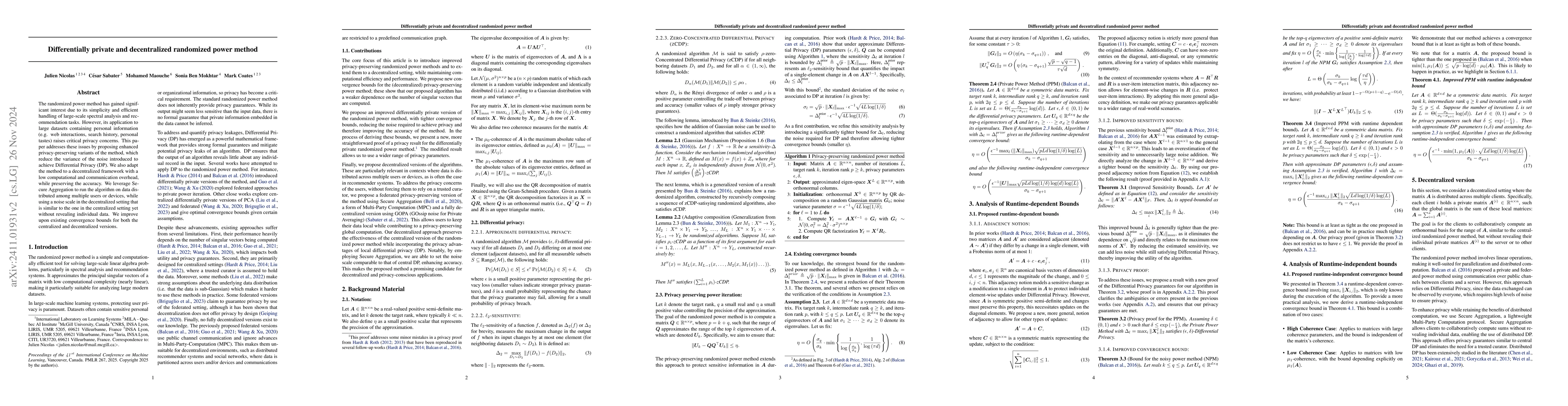 Thumbnail for Differentially private and decentralized randomized power method