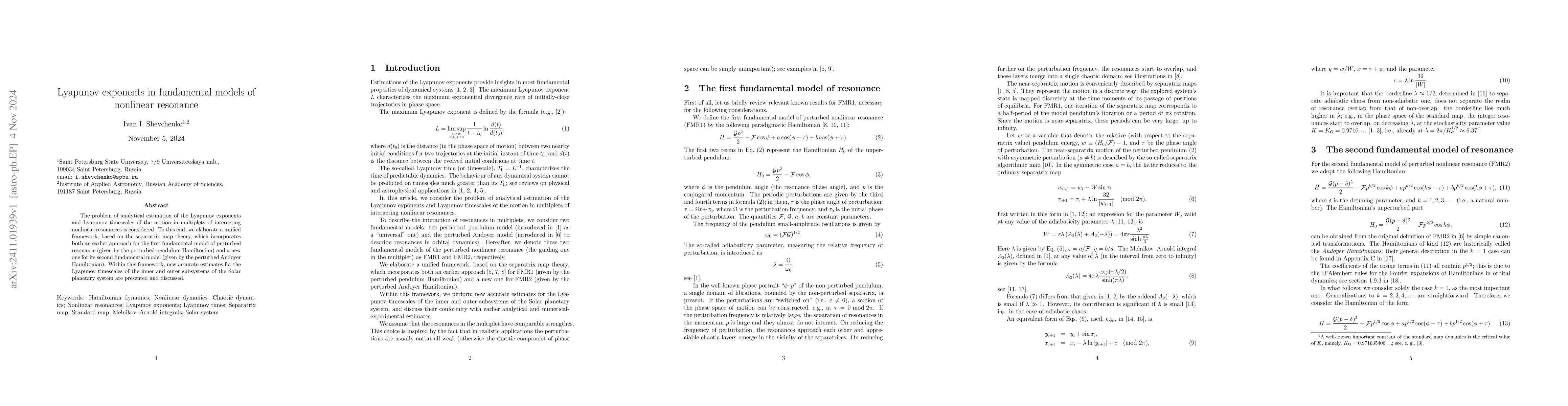 Thumbnail for Lyapunov exponents in fundamental models of nonlinear resonance