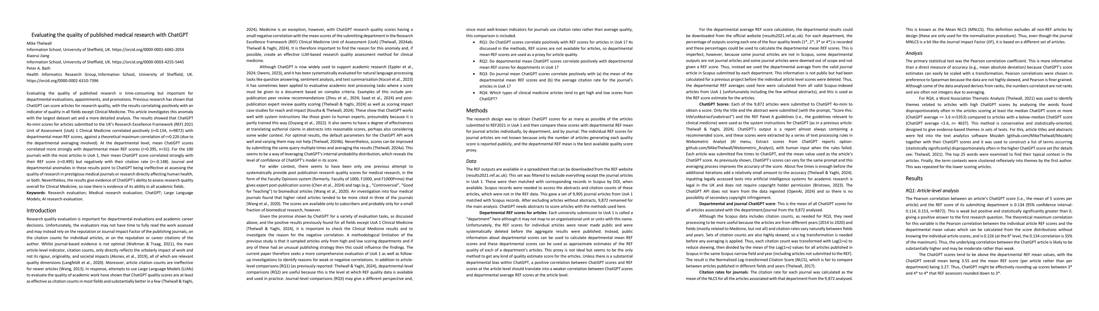 Thumbnail for Evaluating the quality of published medical research with ChatGPT