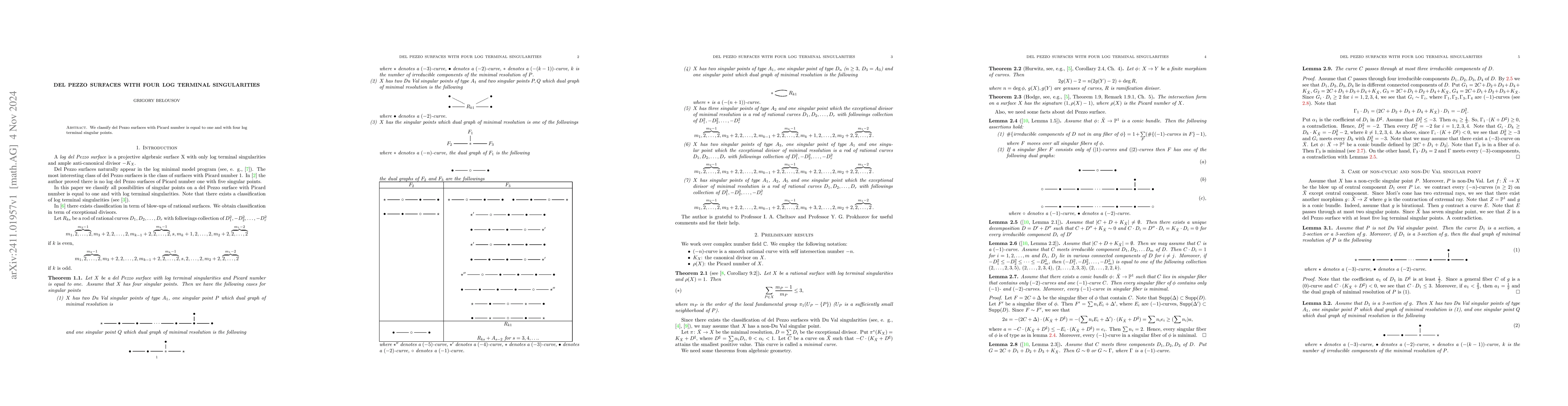 Thumbnail for Del Pezzo surfaces with four log terminal singularities