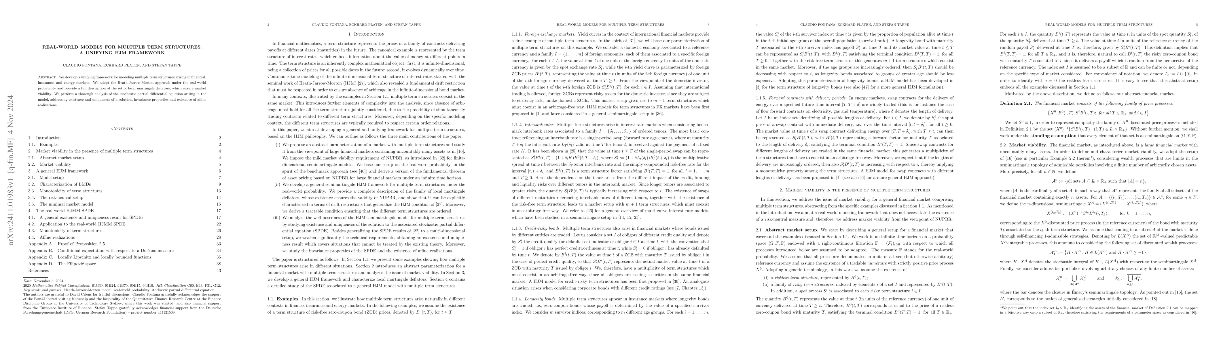 Thumbnail for Real-world models for multiple term structures: a unifying HJM framework