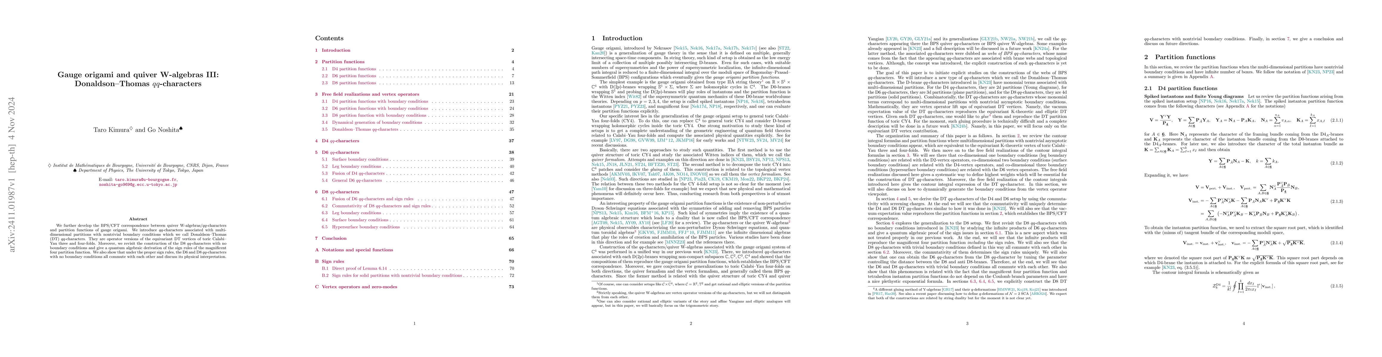 Thumbnail for Gauge origami and quiver W-algebras III: Donaldson--Thomas
  $qq$-characters