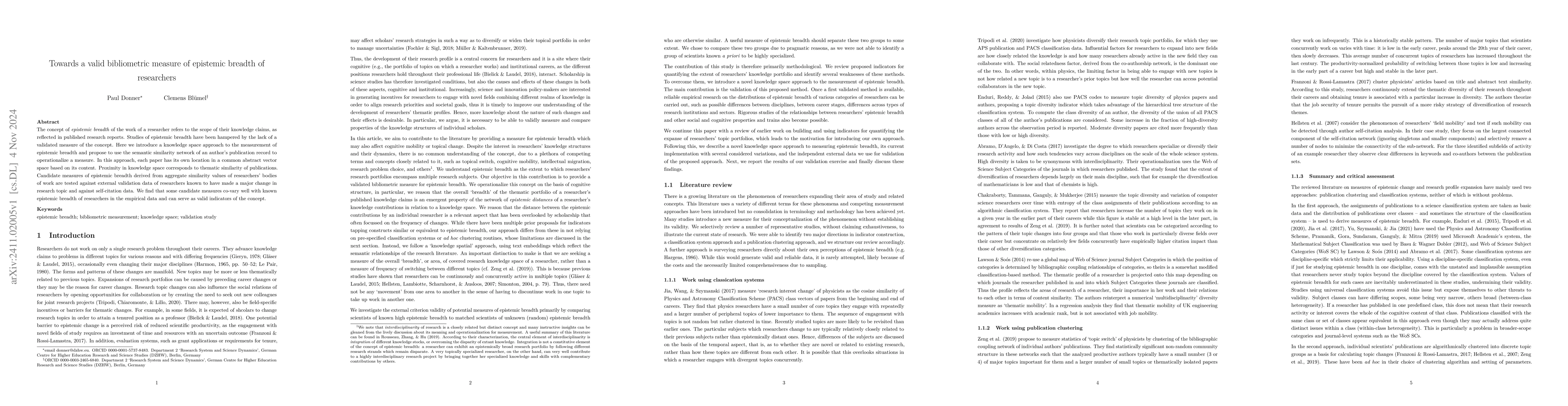 Thumbnail for Towards a valid bibliometric measure of epistemic breadth of researchers