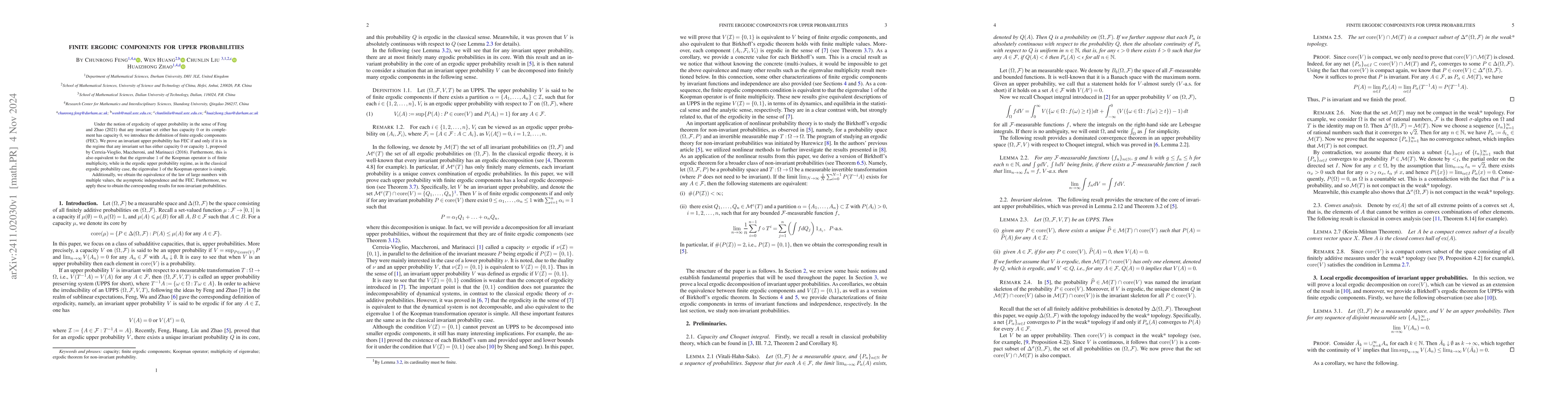 Thumbnail for Finite ergodic components for upper probabilities