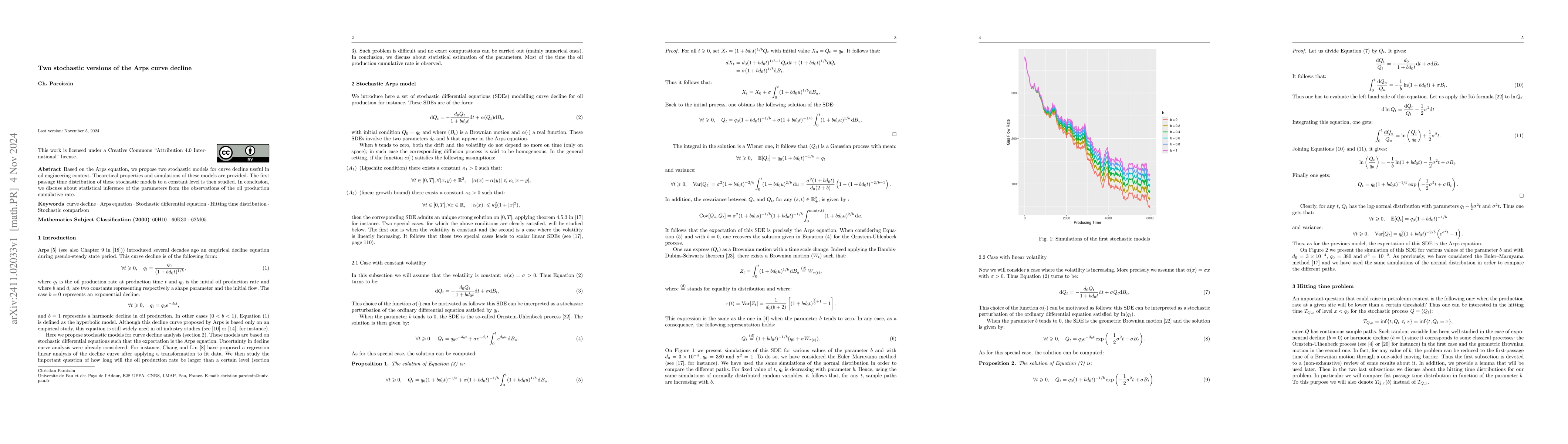 Thumbnail for Two stochastic versions of the Arps curve decline